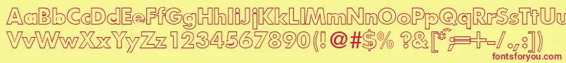 FunctiontwooutlineBold-Schriftart – Rote Schriften auf gelbem Hintergrund