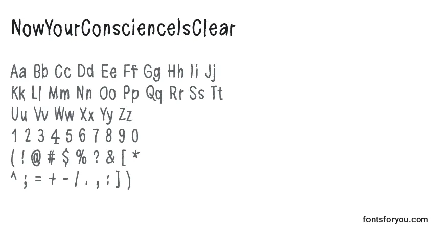 NowYourConscienceIsClear font – alphabet, numbers, special characters
