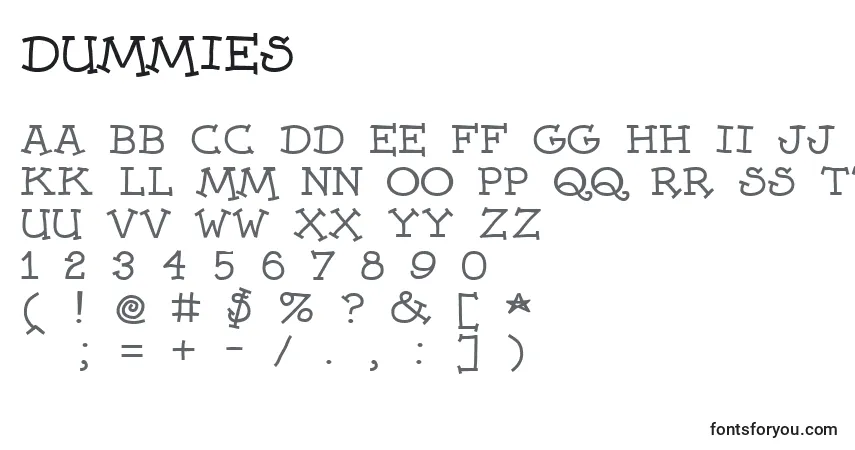 Schriftart Dummies – Alphabet, Zahlen, spezielle Symbole
