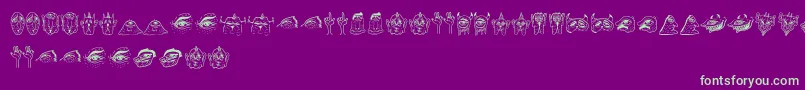 Messe-fontti – vihreät fontit violetilla taustalla