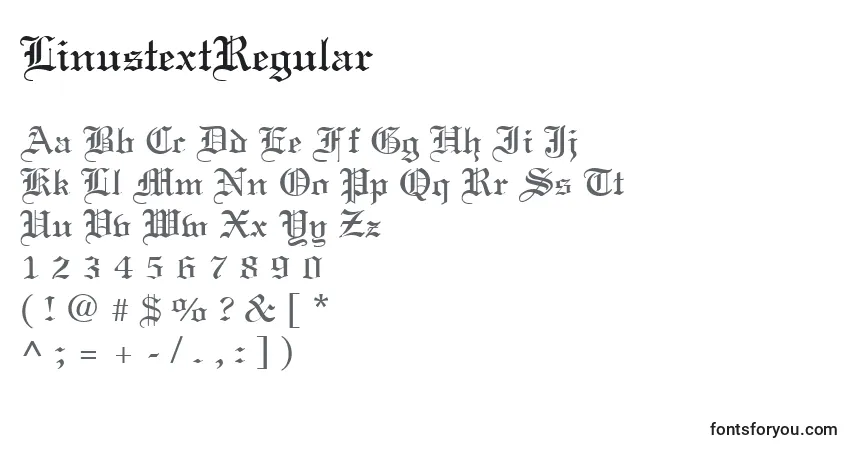A fonte LinustextRegular – alfabeto, números, caracteres especiais