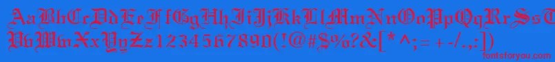 フォントLinustextRegular – 赤い文字の青い背景