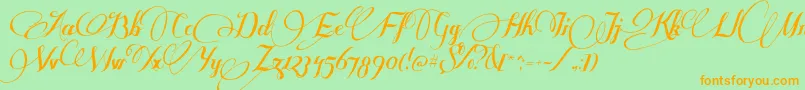 SomeweatzWithSymbols-fontti – oranssit fontit vihreällä taustalla