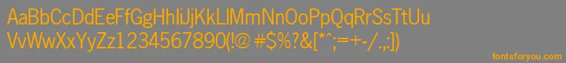 Newsgothic-Schriftart – Orangefarbene Schriften auf grauem Hintergrund