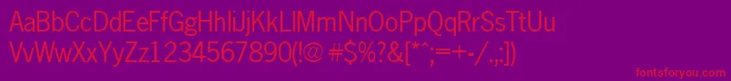 Fonte Newsgothic – fontes vermelhas em um fundo violeta