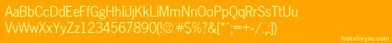 Fonte Newsgothic – fontes amarelas em um fundo laranja