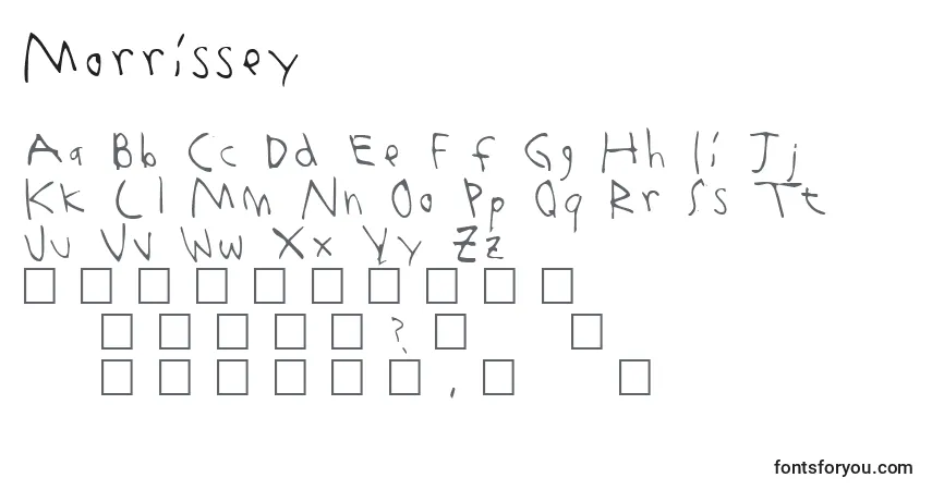 Czcionka Morrissey – alfabet, cyfry, specjalne znaki