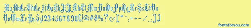 VictorianGothicOne Font – Blue Fonts on Yellow Background