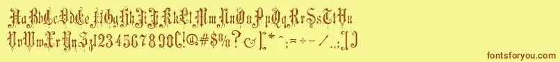 フォントVictorianGothicOne – 茶色の文字が黄色の背景にあります。