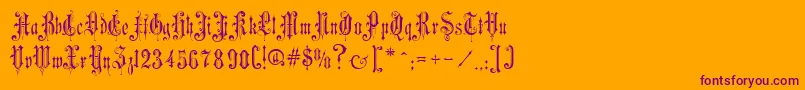 VictorianGothicOne-Schriftart – Violette Schriften auf orangefarbenem Hintergrund