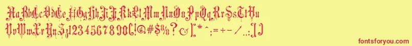 VictorianGothicOne-Schriftart – Rote Schriften auf gelbem Hintergrund