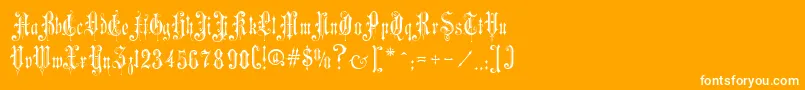 VictorianGothicOne-Schriftart – Weiße Schriften auf orangefarbenem Hintergrund