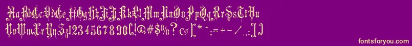 VictorianGothicOne-Schriftart – Gelbe Schriften auf violettem Hintergrund