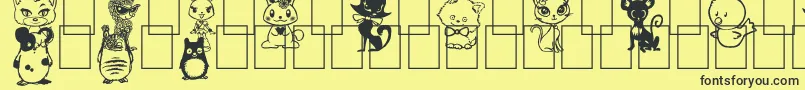 fuente GirlyToons – Fuentes Negras Sobre Fondo Amarillo