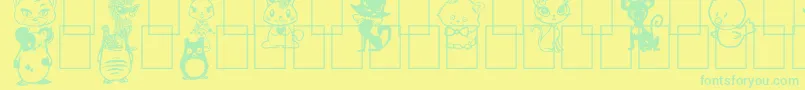 GirlyToons Font – Green Fonts on Yellow Background