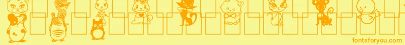 GirlyToons-Schriftart – Orangefarbene Schriften auf gelbem Hintergrund