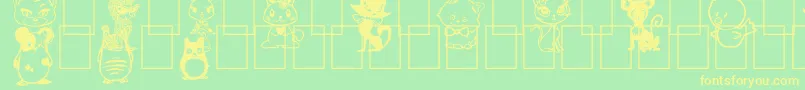 フォントGirlyToons – 黄色の文字が緑の背景にあります