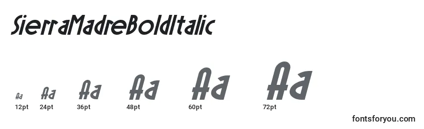 Größen der Schriftart SierraMadreBoldItalic