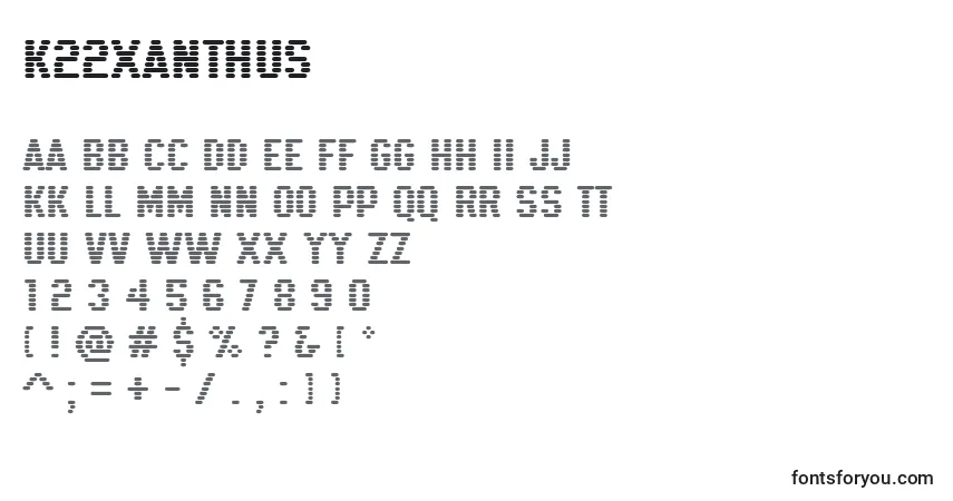 K22Xanthus-fontti – aakkoset, numerot, erikoismerkit