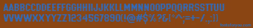 K22Xanthus-Schriftart – Blaue Schriften auf braunem Hintergrund