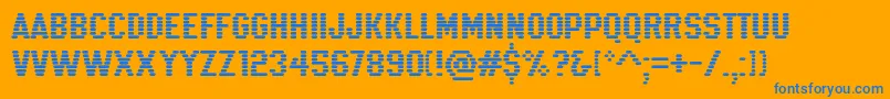 K22Xanthus-Schriftart – Blaue Schriften auf orangefarbenem Hintergrund