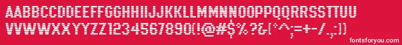 K22Xanthus-fontti – valkoiset fontit punaisella taustalla