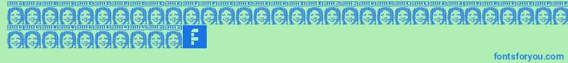 Czcionka LorraLorraDates – niebieskie czcionki na zielonym tle