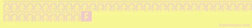 LorraLorraDates-fontti – vaaleanpunaiset fontit keltaisella taustalla