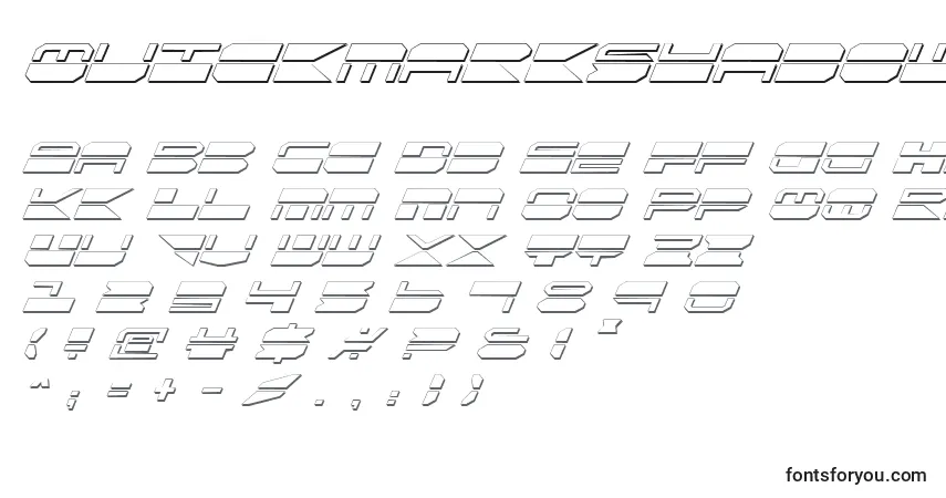 Schriftart QuickmarkShadowItalic – Alphabet, Zahlen, spezielle Symbole