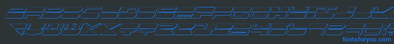 フォントQuickmarkShadowItalic – 黒い背景に青い文字