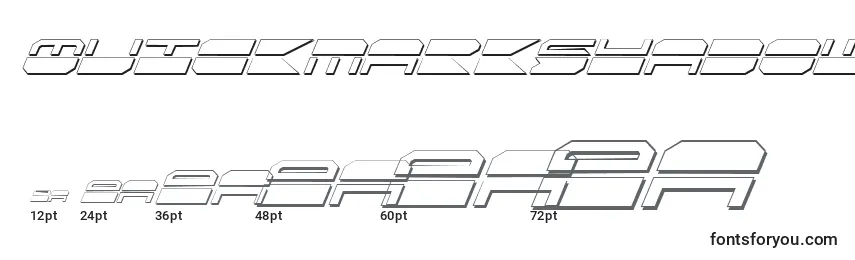 Размеры шрифта QuickmarkShadowItalic