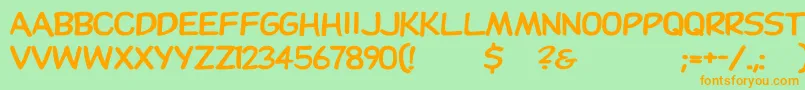 フォントDupuyheavywd – オレンジの文字が緑の背景にあります。