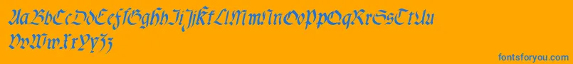 フォントFractasemibolditalic – オレンジの背景に青い文字