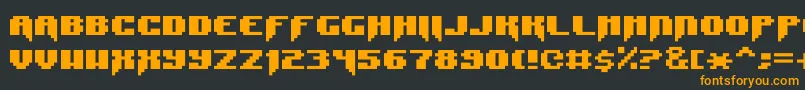 SyntaxE11-Schriftart – Orangefarbene Schriften auf schwarzem Hintergrund