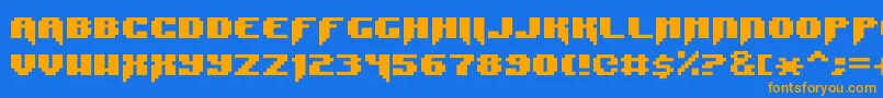 SyntaxE11-Schriftart – Orangefarbene Schriften auf blauem Hintergrund