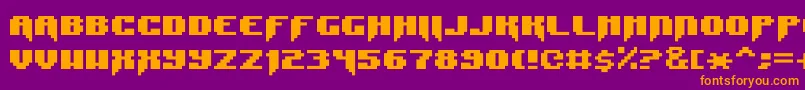 SyntaxE11-Schriftart – Orangefarbene Schriften auf violettem Hintergrund
