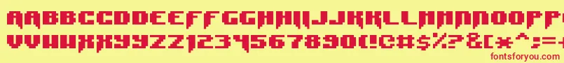 SyntaxE11-fontti – punaiset fontit keltaisella taustalla