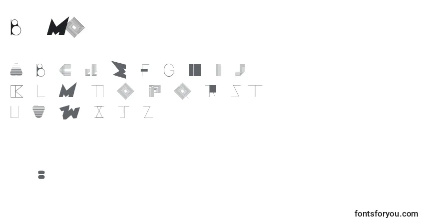Schriftart BossMOne – Alphabet, Zahlen, spezielle Symbole