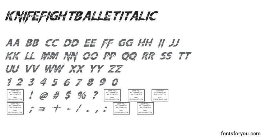 Шрифт KnifefightballetItalic – алфавит, цифры, специальные символы