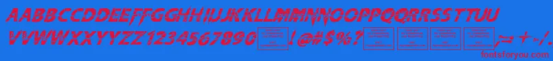 KnifefightballetItalic Font – Red Fonts on Blue Background