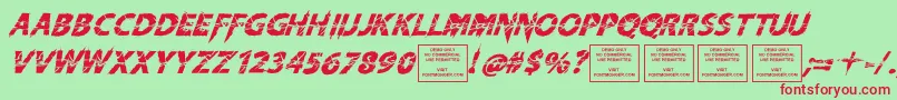 KnifefightballetItalic Font – Red Fonts on Green Background