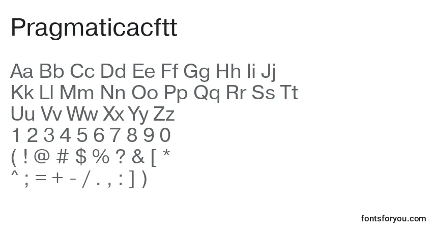 A fonte Pragmaticacftt – alfabeto, números, caracteres especiais