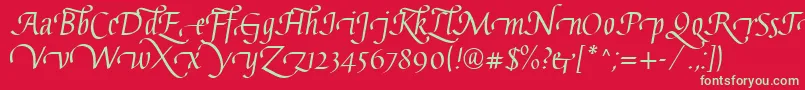 GaiusLtRegularSwashBeginning-fontti – vihreät fontit punaisella taustalla
