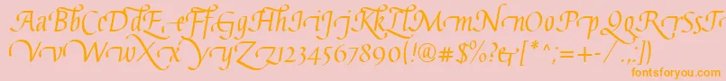 Fonte GaiusLtRegularSwashBeginning – fontes laranjas em um fundo rosa