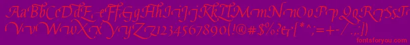 GaiusLtRegularSwashBeginning-Schriftart – Rote Schriften auf violettem Hintergrund