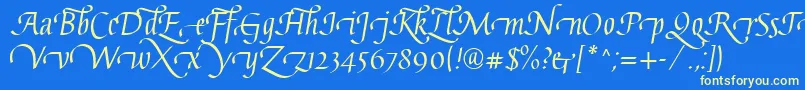フォントGaiusLtRegularSwashBeginning – 黄色の文字、青い背景