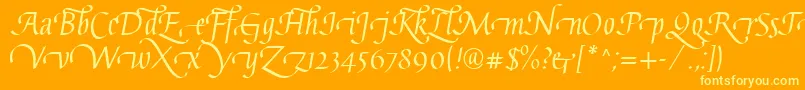 fuente GaiusLtRegularSwashBeginning – Fuentes Amarillas Sobre Fondo Naranja