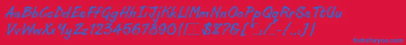 LinoCutLetPlain.1.0-Schriftart – Blaue Schriften auf rotem Hintergrund