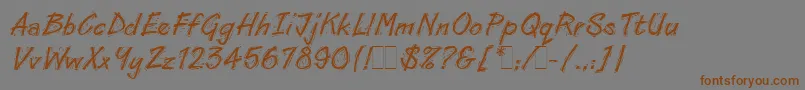 フォントLinoCutLetPlain.1.0 – 茶色の文字が灰色の背景にあります。
