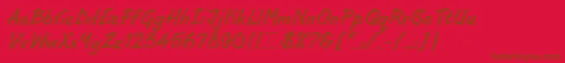 LinoCutLetPlain.1.0-Schriftart – Braune Schriften auf rotem Hintergrund